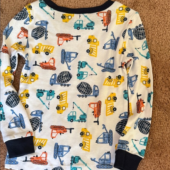 Little Me Construction Print Pajama Top - Navy, Yellow, Orange, Teal - Picture 3 of 3